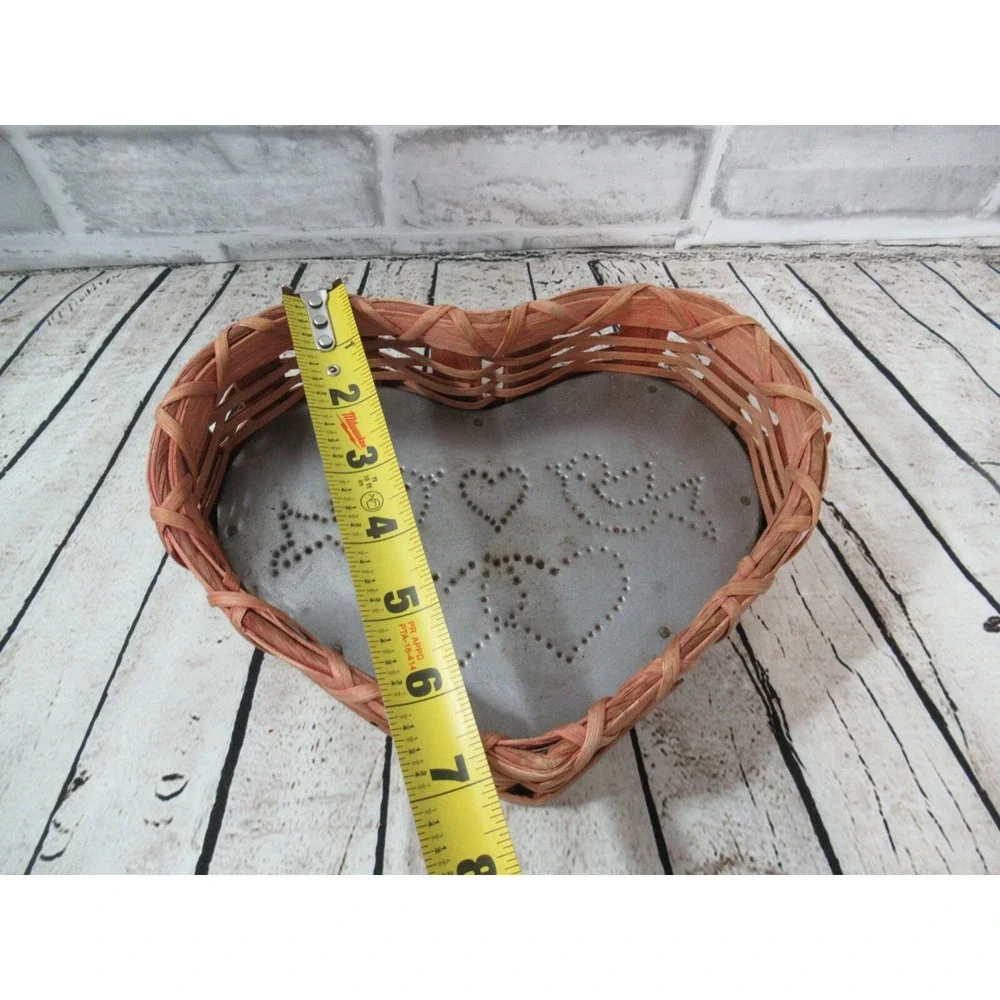 Splint Oak Heart Basket North Carolina Tin Punch birds hearts primitive vintage